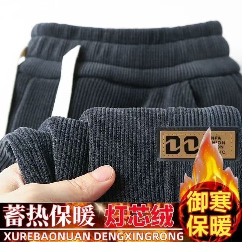 Trendy New Cuffed Corduroy Casual Pants Casual Loose Long Pants Korean Style Men's Plus Size Pants Autumn/Winter Fleece Lined