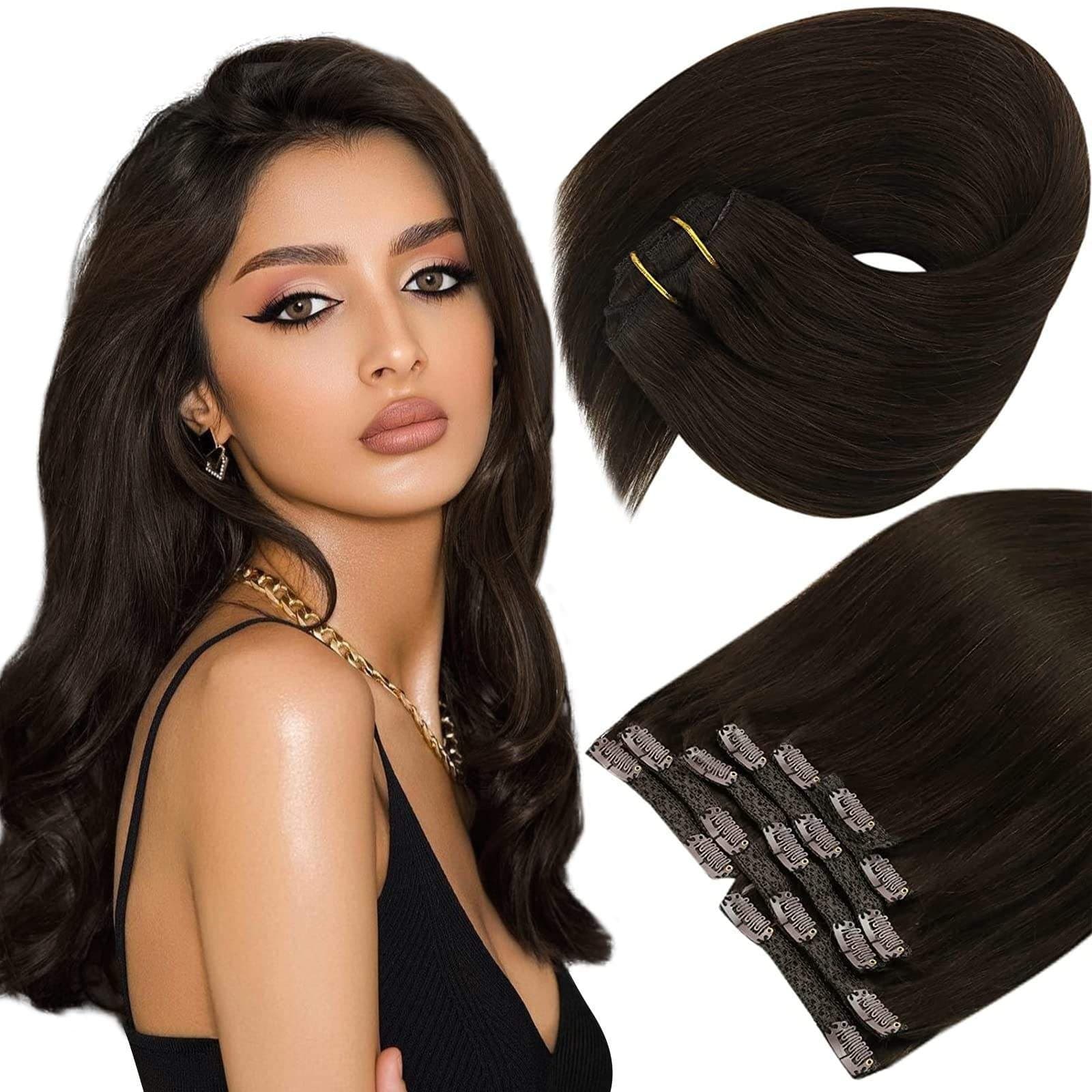 Cross-border hot selling human hair extension Hair extension 7 PCS Clip ins 100g