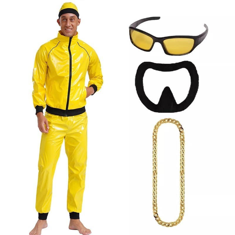 Holiday party hip-hop punk men's suit 90s rapper patent leather glossy mirror stage performance outfit