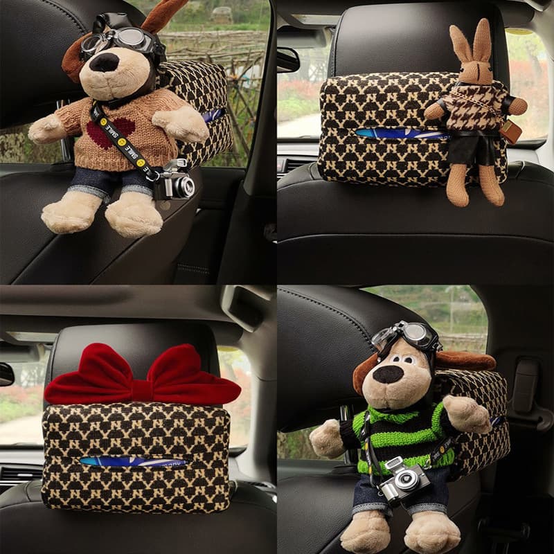 Car Accessories Tissue Box Holder Set Automobile Interior Decoration Leather Material Luxury Style