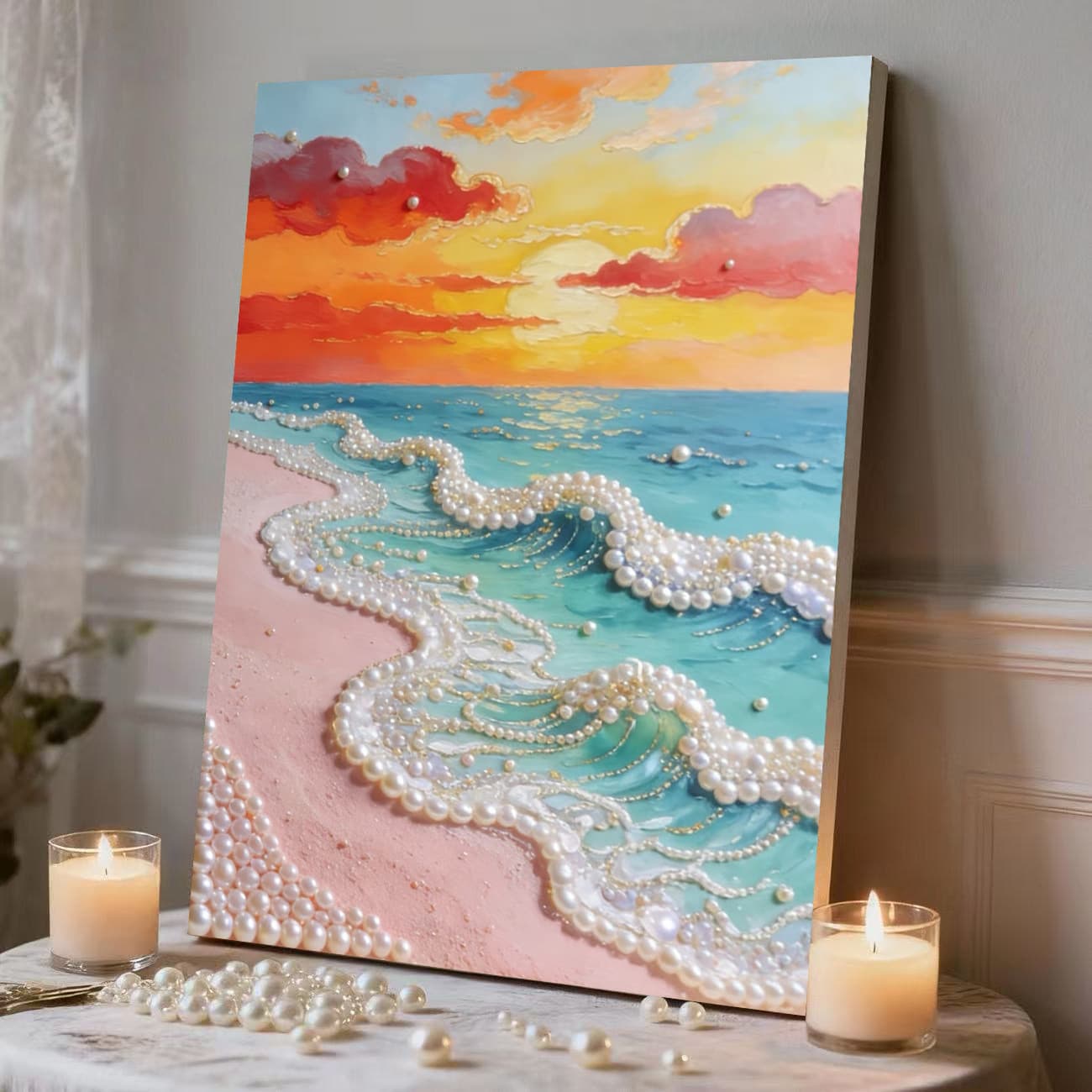 Douyin's same pearl painting diy hand-pasted diamond three-dimensional creative ornaments manufacturer wholesale delivery decorative painting
