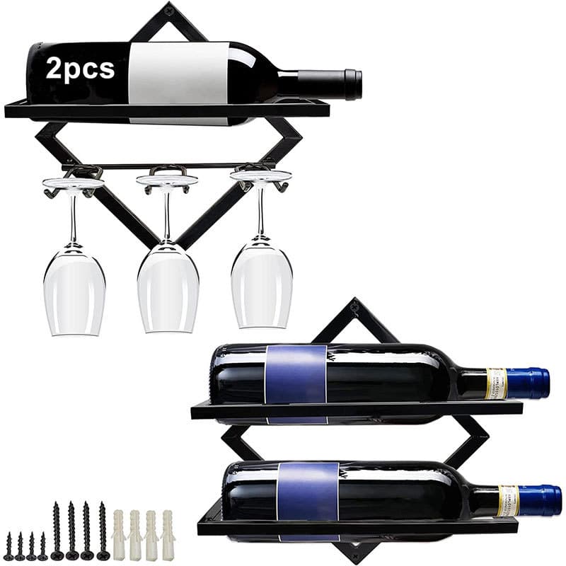 Foldable Creative Wall-Mounted Wine Glass Rack, Home Bar Hanging Wine Glass Rack, Stem Glass Rack