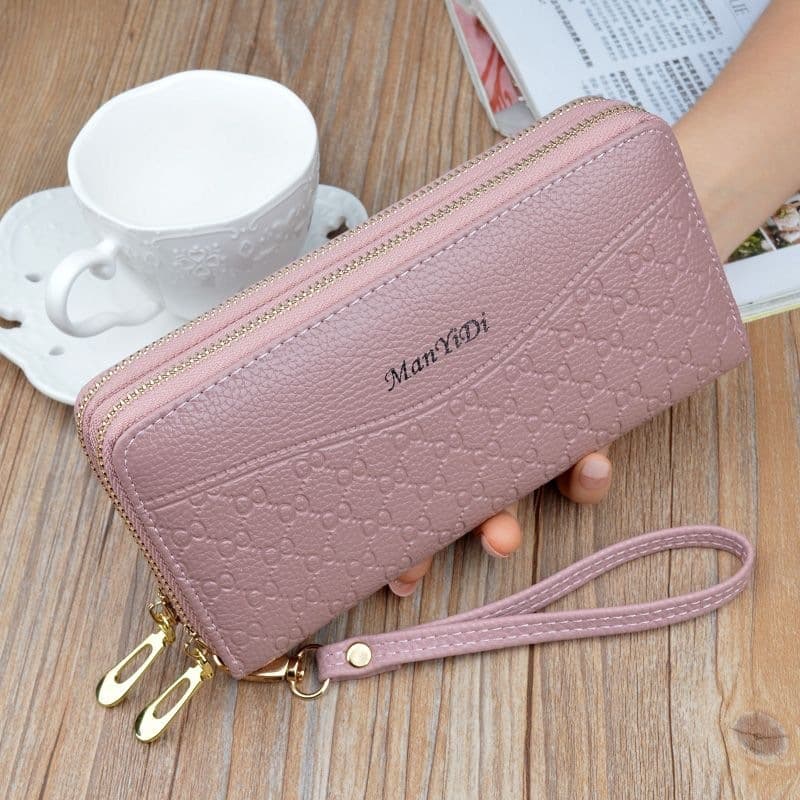 Wallet Women 2026 New Long Double Row Zipper Mobile Phone Bag Large Capacity Double Layer Mom Wallet Korean Style Clutch Bag