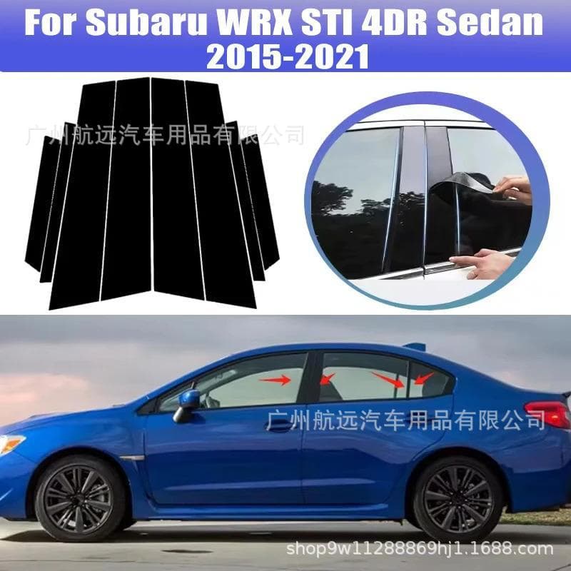 Suitable for Subaru WRX STI 4DR 2015-2021 Window Door Trim Black Center Pillar Sticker