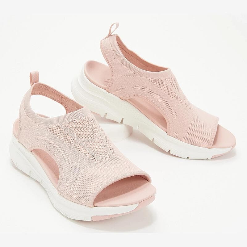 Cross-border New Sandals Women 2021 Autumn Summer Knit Thick Sole Slip-on Peep Toe Knit Casual Sport Large Size Women's Shoes