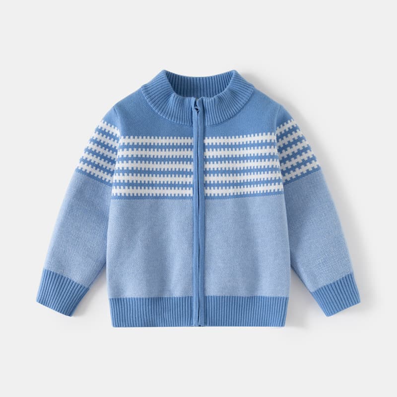 TYG Kids Boys' Sesame Bottom Knit Zip-Up Jacket, New Autumn/Winter Mid-Child Andy Velour Sweater