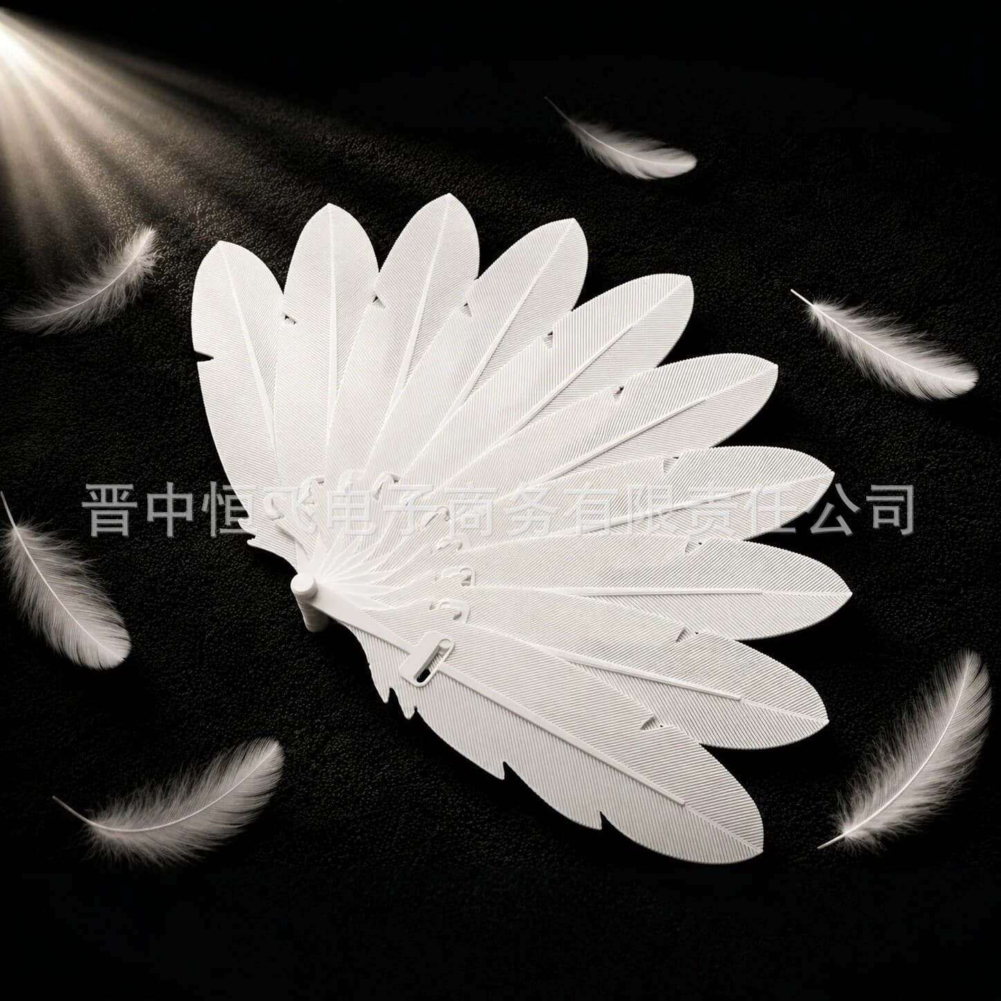 Cross-border new product, 3D-Printed Realistic Feather Folding Fan, feather folding fan