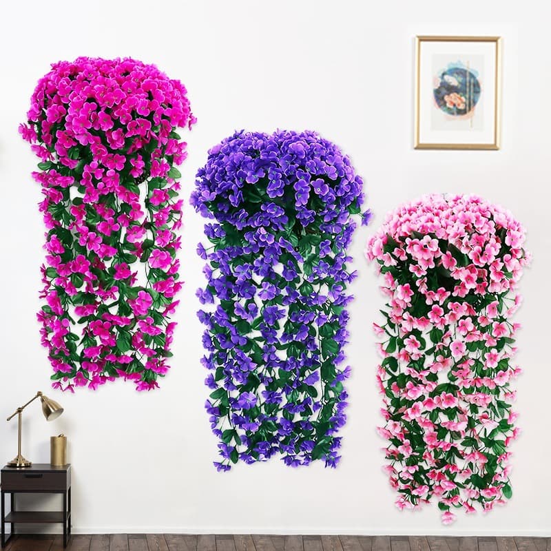 Artificial Violet Wedding Wall Silk Flowers Window Balcony Decoration Fake Flowers 18-Head Hydrangea Decorative Flowers