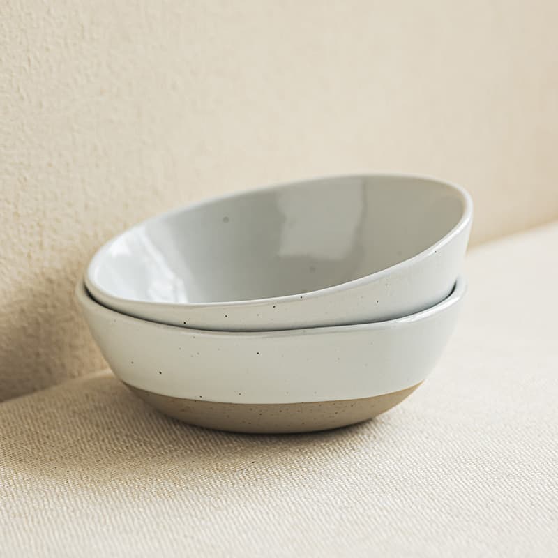 Minimalist style brown bottom ceramic bowl creative oval bowl household vegetable bowl noodle bowl salad bowl sesame glaze tableware wholesale bowl