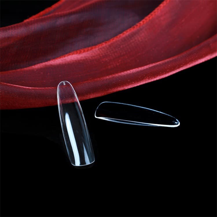 NDK Nadi Kou Fold Seamless Transparent Round Tip Almond Full Cover Flat Extension Gel Nail Art Hand False Nail Tips P44