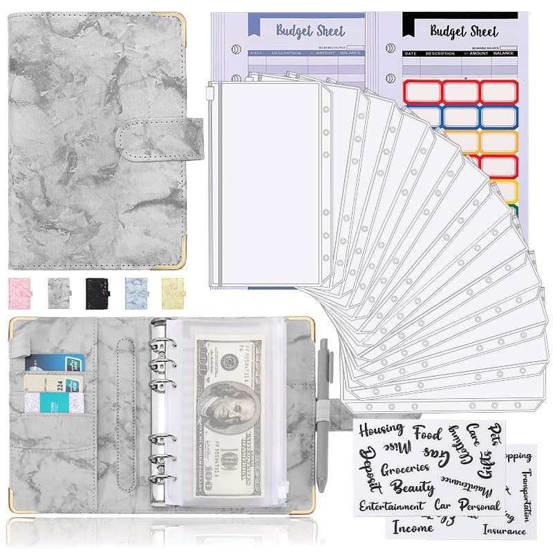 Spot cross-border A6 binder hand ledger marble notebook 6-hole loose-leaf book cash budget punch book
