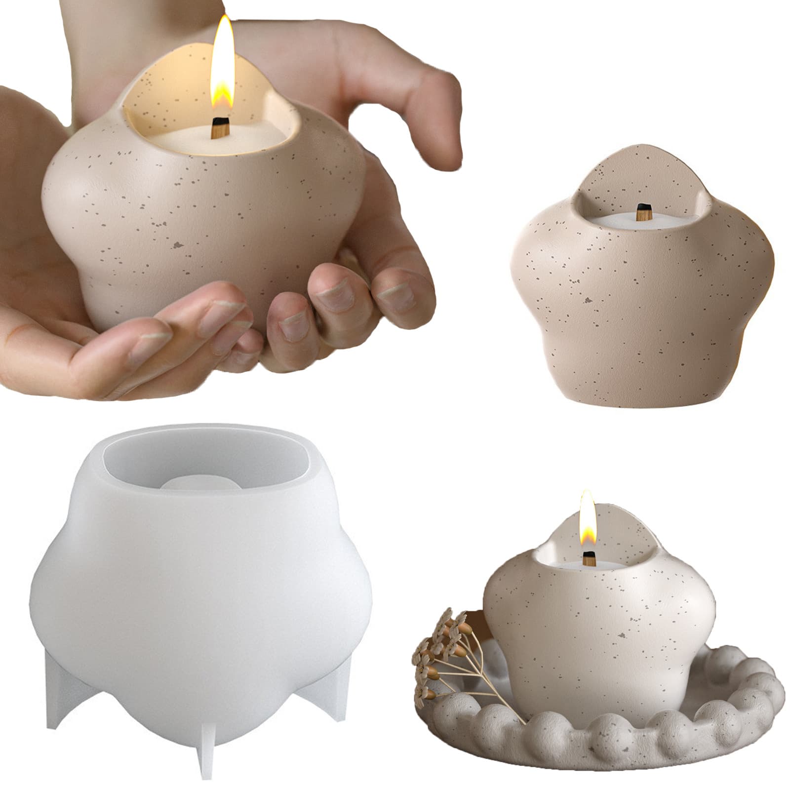 Chubby Five-Pointed Star Aromatherapy Candle Cup Resin Silicone Mold, DIY Star Pen Holder Storage Box Plaster Decoration