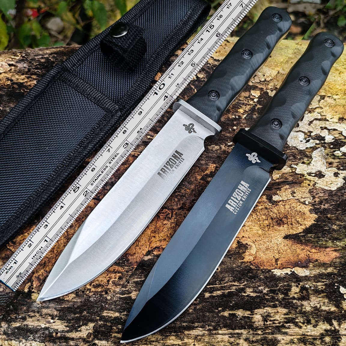Arizona Dual Version Outdoor Knife for Export, Black Coated, Multi-Screw Reinforced Handle Camping Emergency Knife