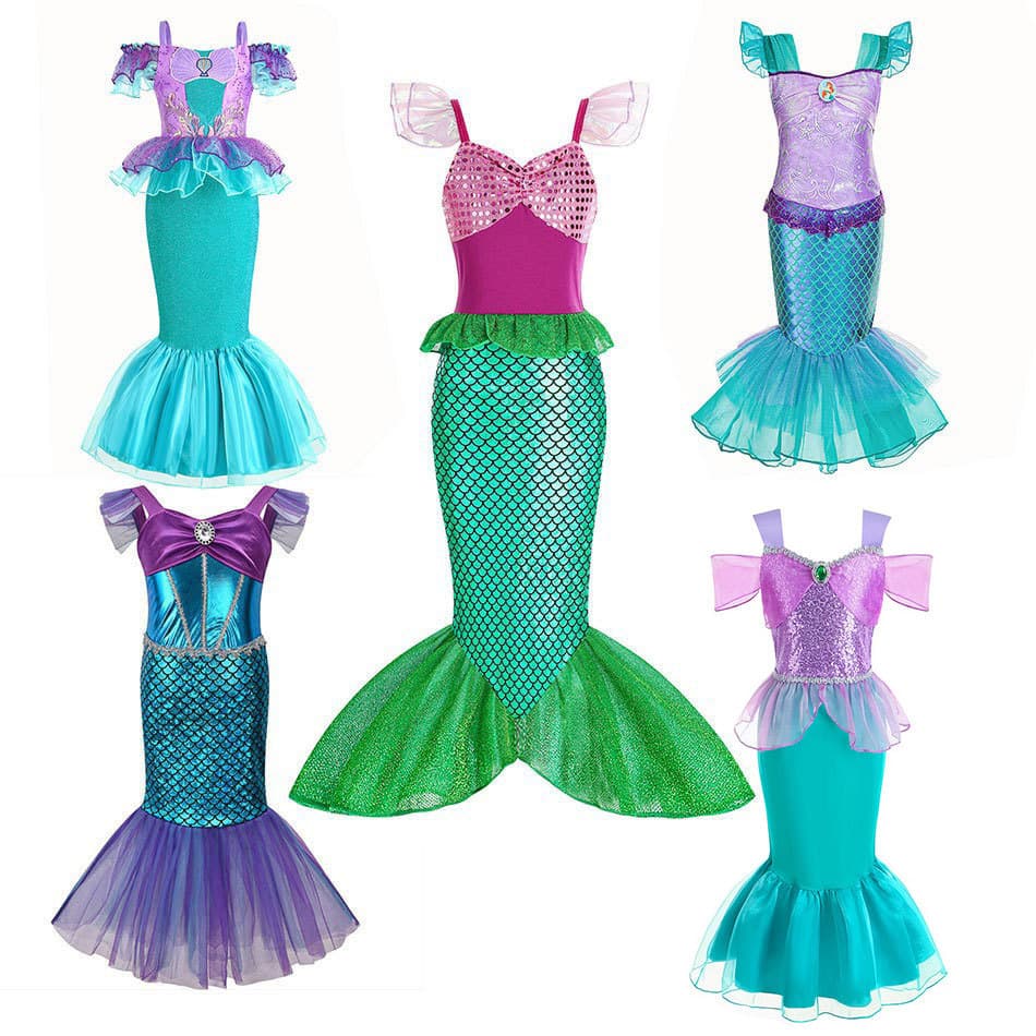 Kids Christmas Mermaid Halloween European American Trending Children's Wear Mermaid Princess Dress Costume Mermaid Gown