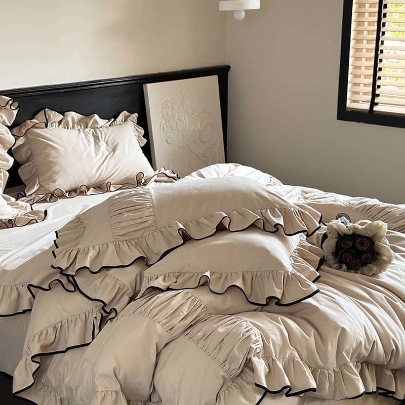 French Cream Style Lace Four-Piece Set, Winter Brushed Sheet, Princess Pure Cotton Bedding Duvet Cover, Cross-Border E-commerce