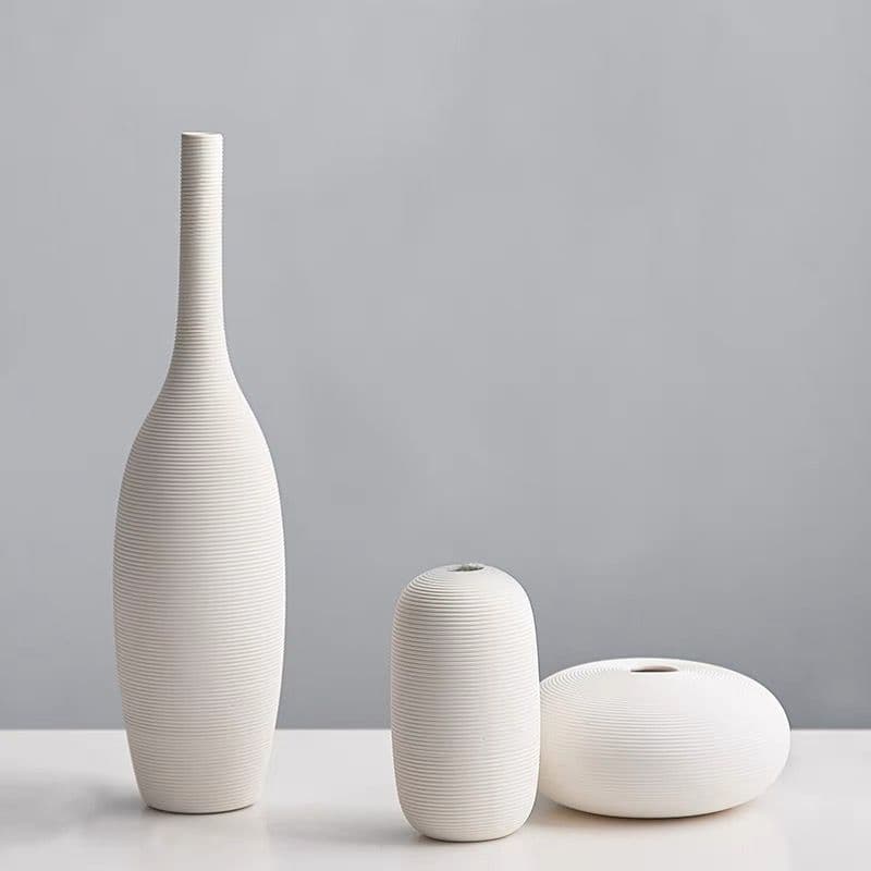 Nordic Ceramic Vase Set of 3 Home Decor Ins Style Artificial Flower White Vases Wholesale