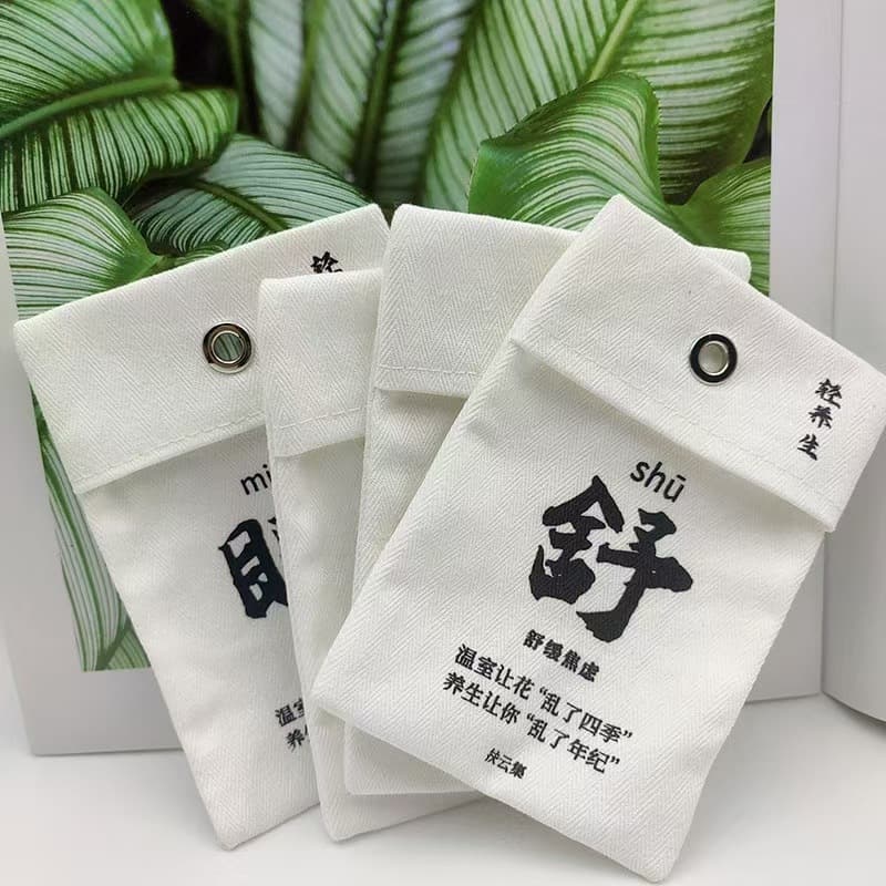 Canvas sachet bag for bedroom, car, bathroom air deodorant, camphor ball storage bag with logo printing