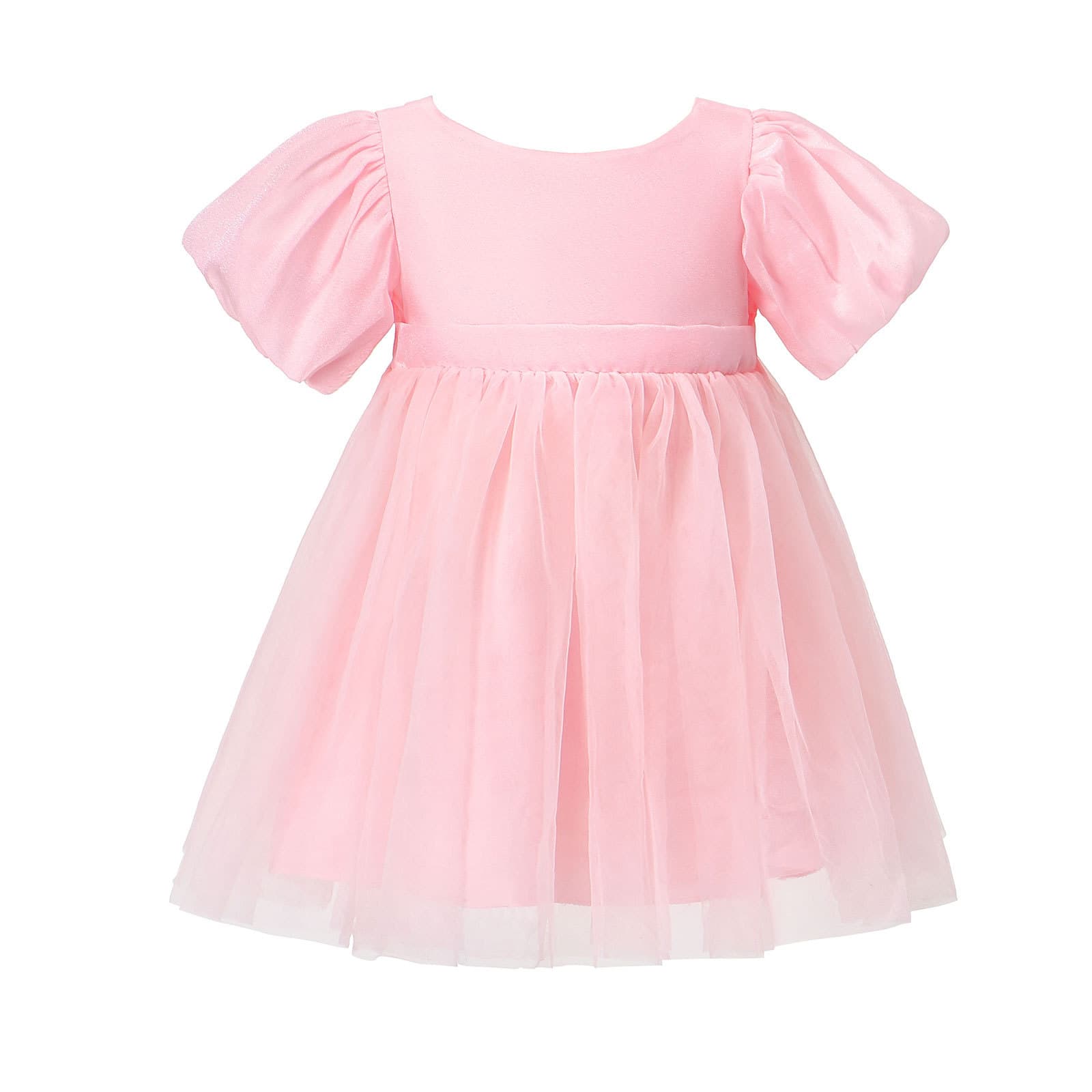 【Lingfeng Clothing】Girls' Formal Dress for Temu Cross-Border Children's Bowknot Pink Tulle Dress