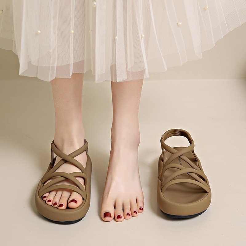 Viral Black Versatile French Style with Skirts Thick Sandals Women 2024 New Summer High-end Roman Shoes