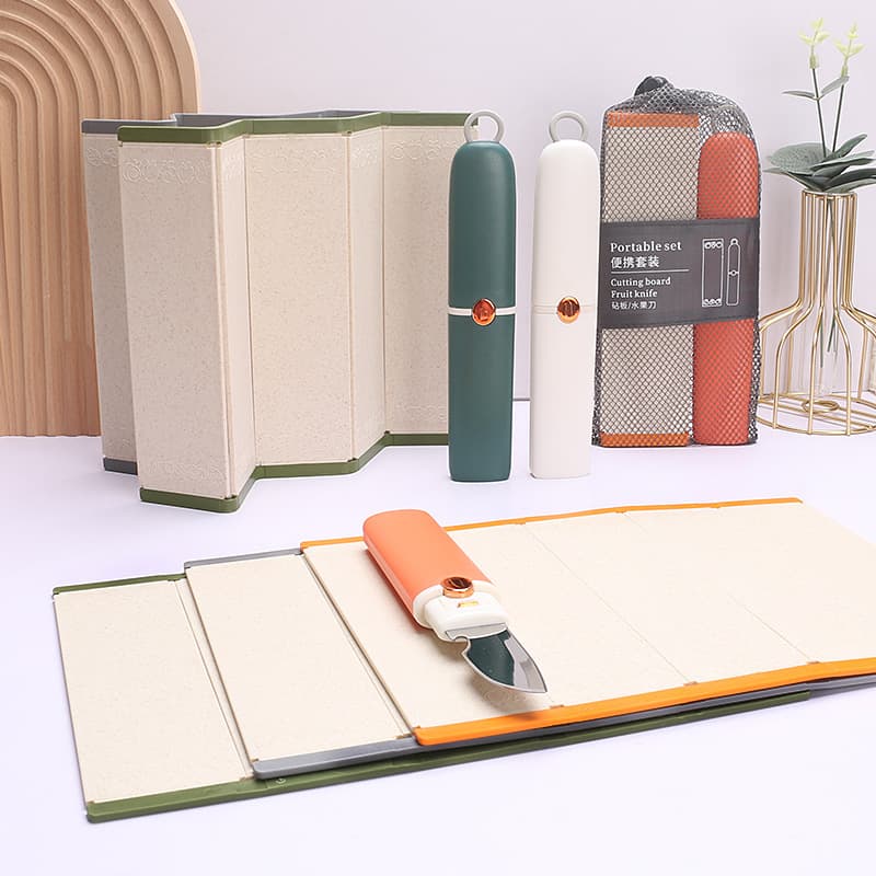 Wheat Straw Cutting Board Creative Foldable Chopping Board Stainless Steel Fruit Knife Multi-Purpose Peeler Vegetable Fruit Cutting Board