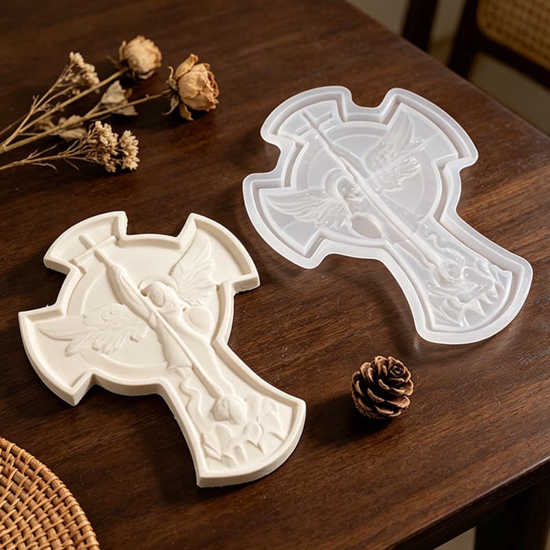 Cross-border New DIY Angel Cross Relief Storage Tray Silicone Mold Creative Ornament Decoration Mold
