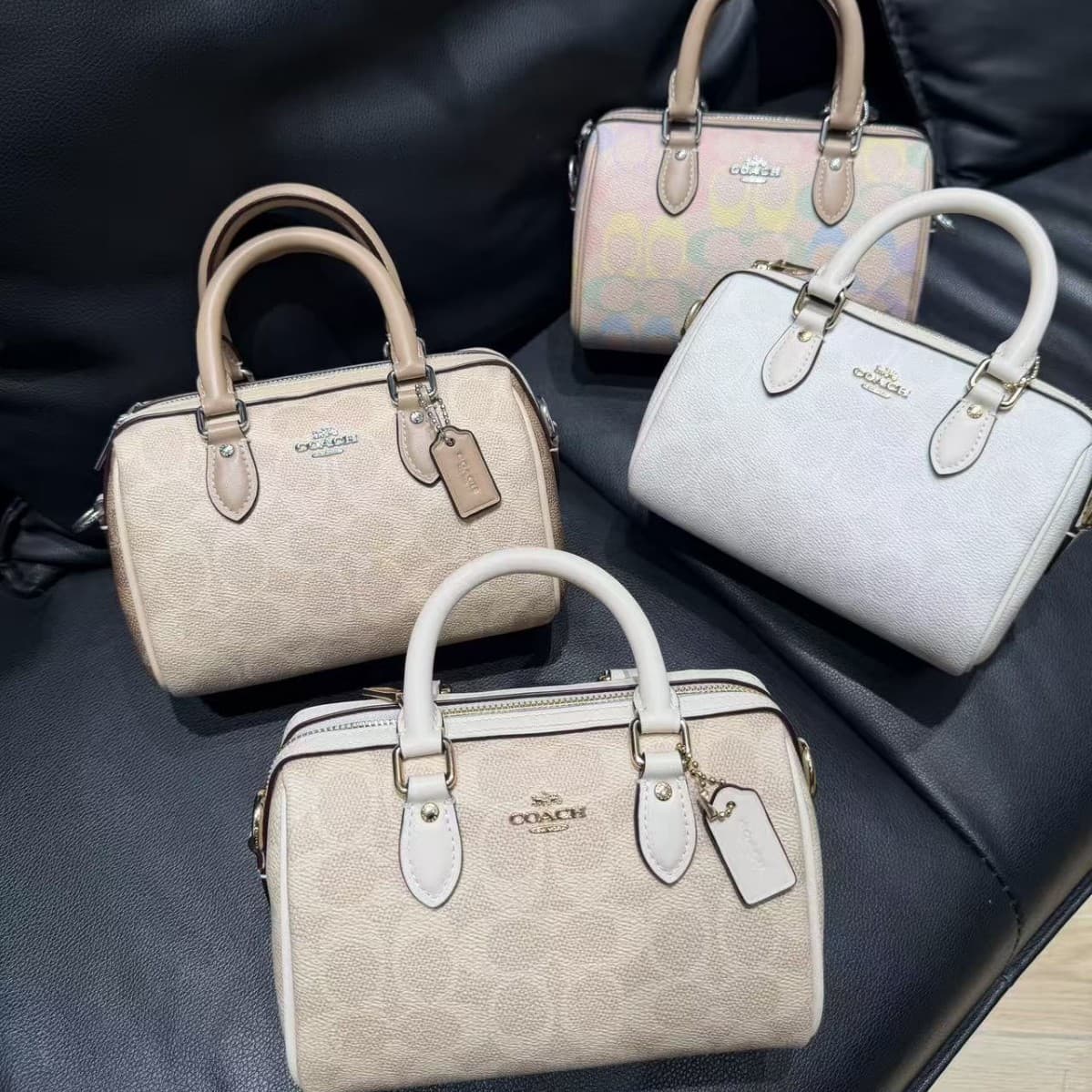 Coach High Quality Rowan Mini Boston Pillow Bag Versatile Classic Monogram Shoulder Crossbody Handbag