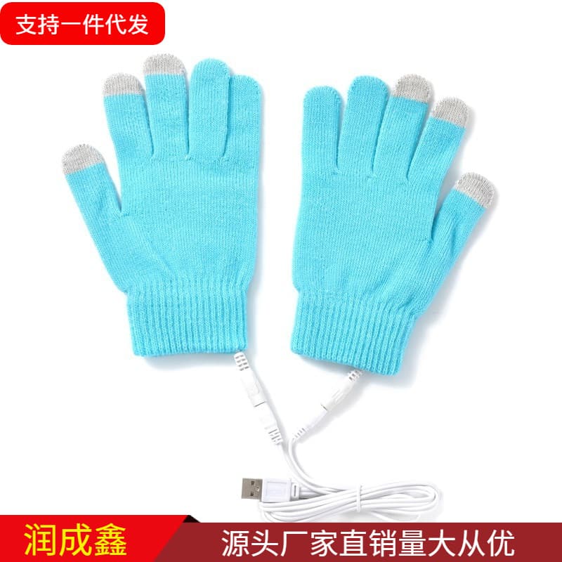 USB Touchscreen Gloves, Heating Warmth Electric Gloves, Autumn/Winter Knitted Wool Gloves for Couples, Winter Phone-Compatible