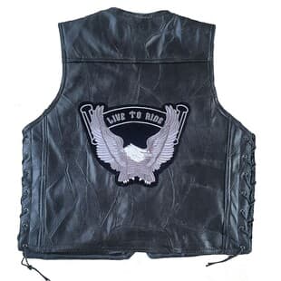 Classic Harley American Dark Motorcycle Genuine Leather Embossed Vest Riding Vest Gray Eagle Embroidery Badge Vest