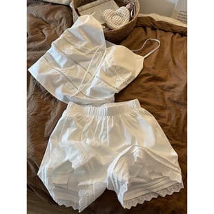 Pure and Sweet Minimalist Design Camisole Sleepwear for Women Summer 2026 New Lace Trim Shorts Loungewear Set