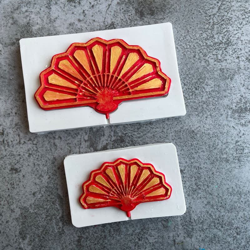 Large and small fan shaped Chinese style festive Spring Festival fondant cake decoration silicone mold