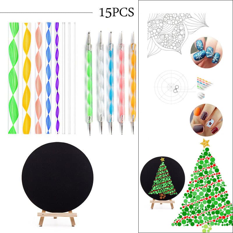 Cross-border mandala tool 15-piece set round drawing board mini easel dot pen embellishment stick Christmas gift