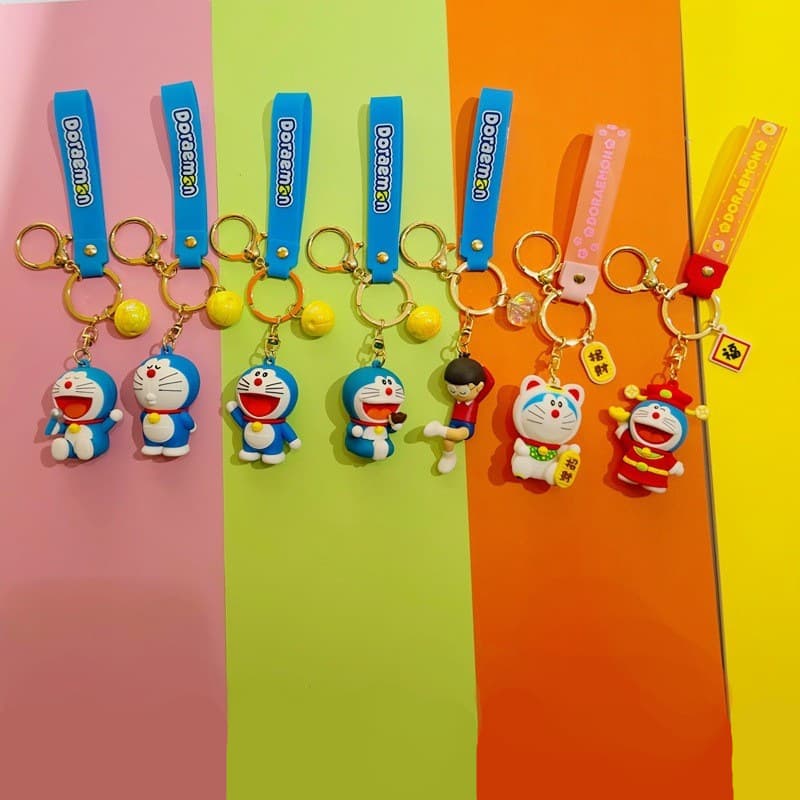 Authentic Doraemon Car Keychain Doraemon Cat Plush Keychain Couple Car Key Pendant Bag Accessory