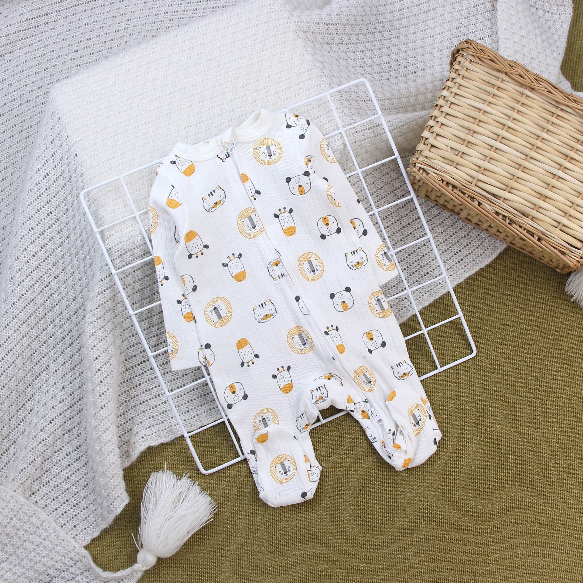 Infant Cotton Bodysuit Romper, Cartoon Spring/Autumn Baby Long Sleeve Bodysuit, A-Class, Newborn Baby Romper