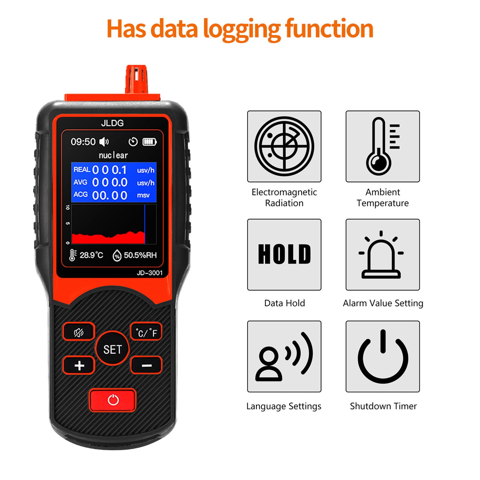 Portable nuclear radiation detector electromagnetic radiation tester Geiger counter rechargeable digital tester