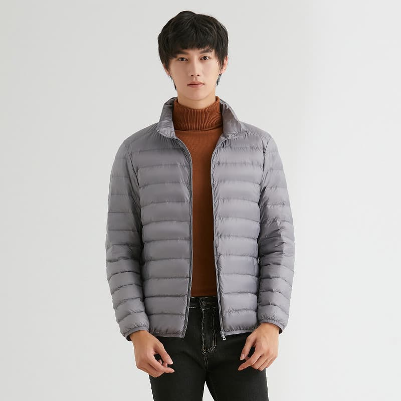 Winter Siyu Men's 90% Down Lightweight Down Jacket with Stand Collar, Plus Size Men's Clothing