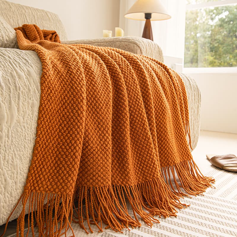 Nordic style retro knitted blanket B&B bedspread decorative throw bed runner luxury nap blanket shawl throw sofa blanket