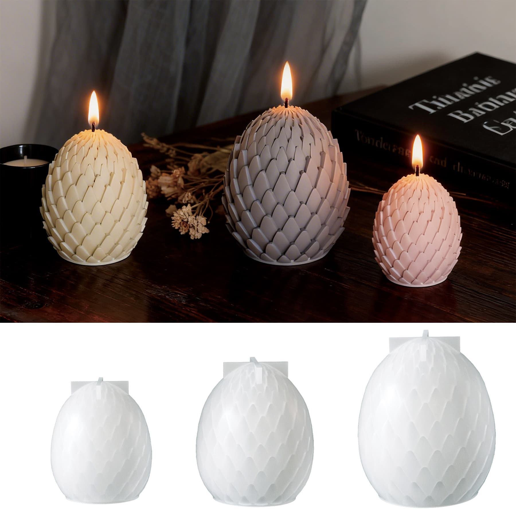 Zongbo Silicone Egg 3D Dragon Egg Candle Silicone Mold Dark Style DIY Aromatherapy Gypsum Ornament Resin Mold