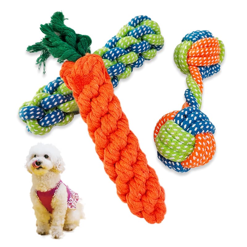 Pet Teething Interactive Carrot Dumbbell Rope Dog Chew Toy