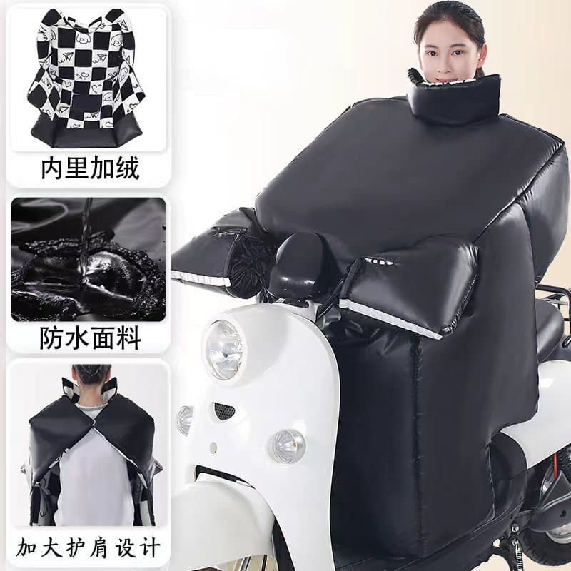 Winter thickened cold-proof and warm electric car windshield quilt plus velvet windproof new winter warm pu leather electric car cover