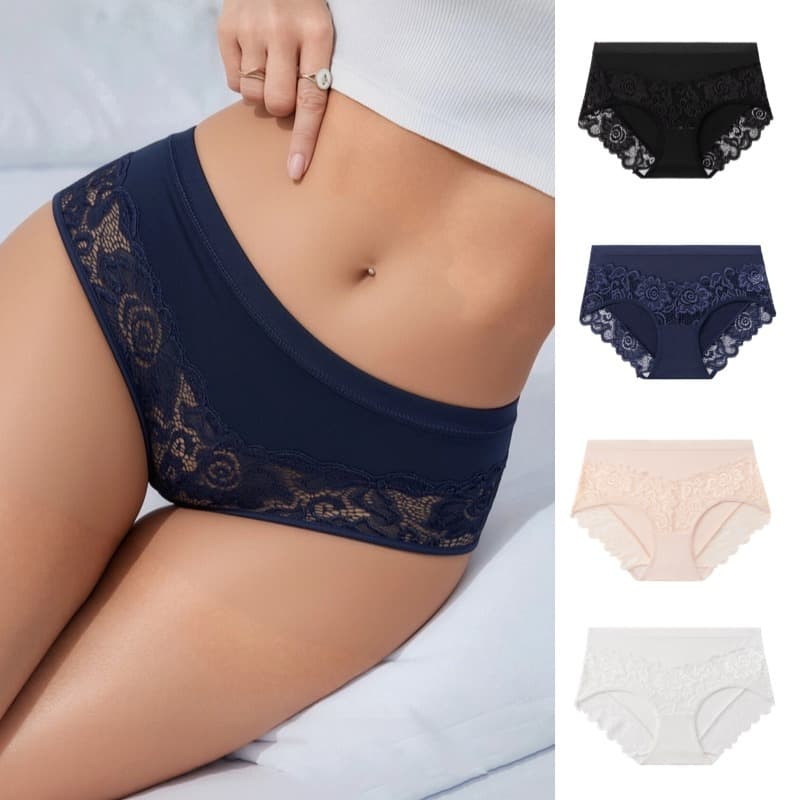 Lace splicing women's briefs sexy exquisite lace underwear women's solid color comfortable breathable women's underwear foreign trade