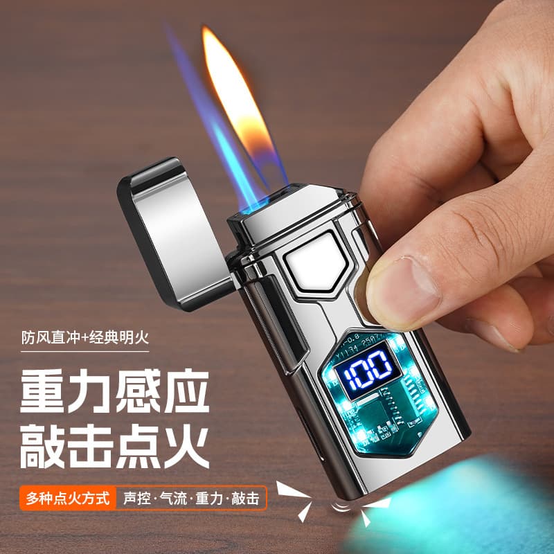 New Multifunctional Dual Flame Smart Refillable Lighter Home Daily Use Business Metal Arc Igniter
