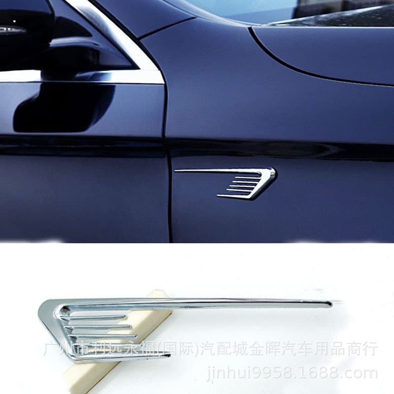 Car Simulation Shark Gill Vent Fake Air Intake Hood Decoration Modification Side Fender Rear Emblem ABS