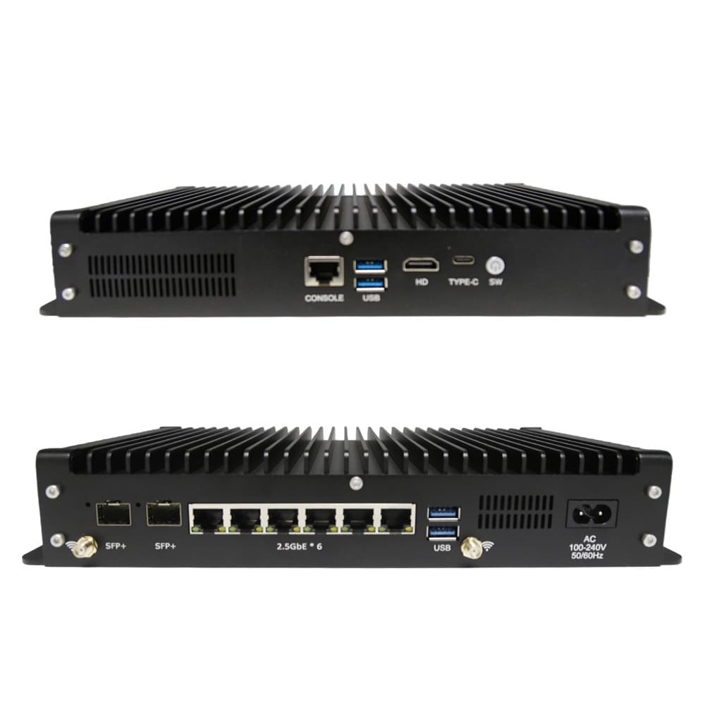 Dual SFP Optical Port Mini Industrial PC 12th Gen Processor Industrial Host 6*2.5G Network Port Industrial Mini Computer