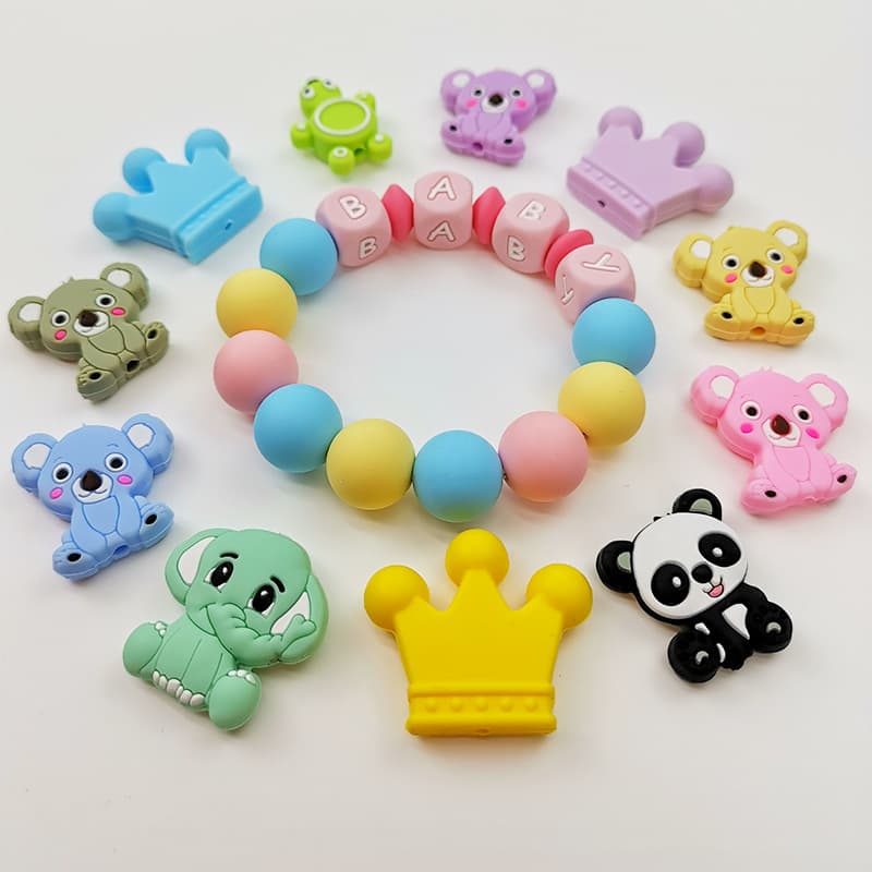 Silicone Baby Teether Beads Koala Cartoon Animal Jewelry Silicone Beads DIY Accessories Food Grade Wholesale