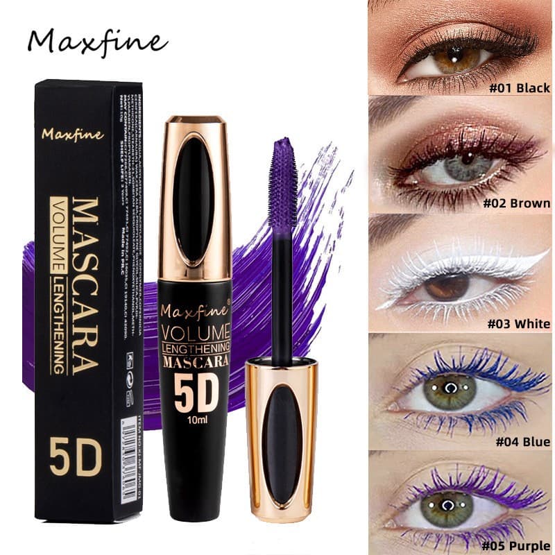 Cross-border cosmetics MAXFINE 5D mascara set wholesale, waterproof, sweatproof, smudge-proof, lengthening, base, multiple colors