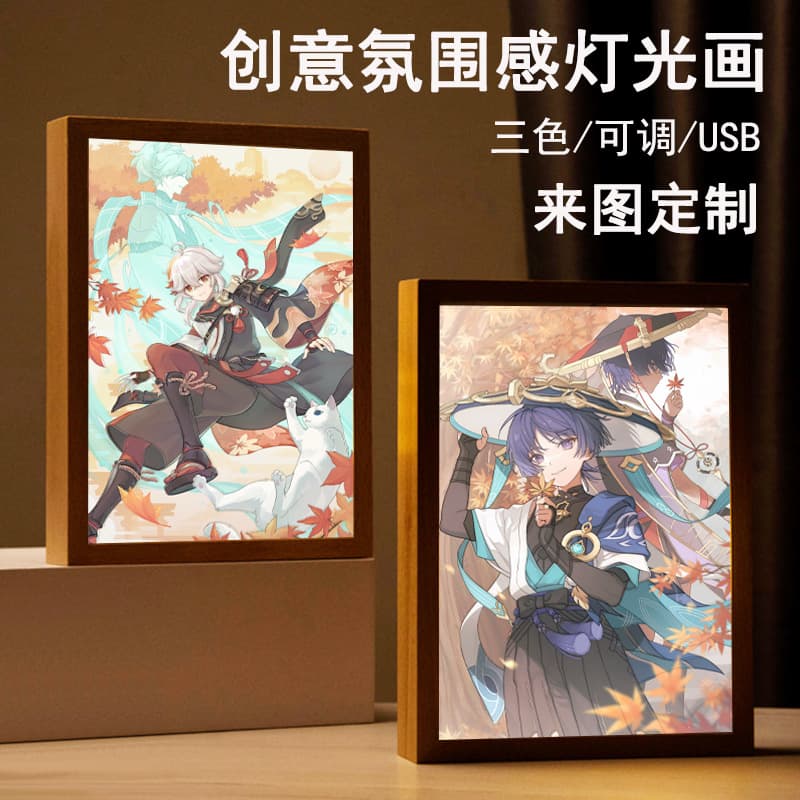 Animation peripheral lighting painting LED sketch photo frame 3D cartoon creative diy night light two-dimensional decorative picture frame wholesale