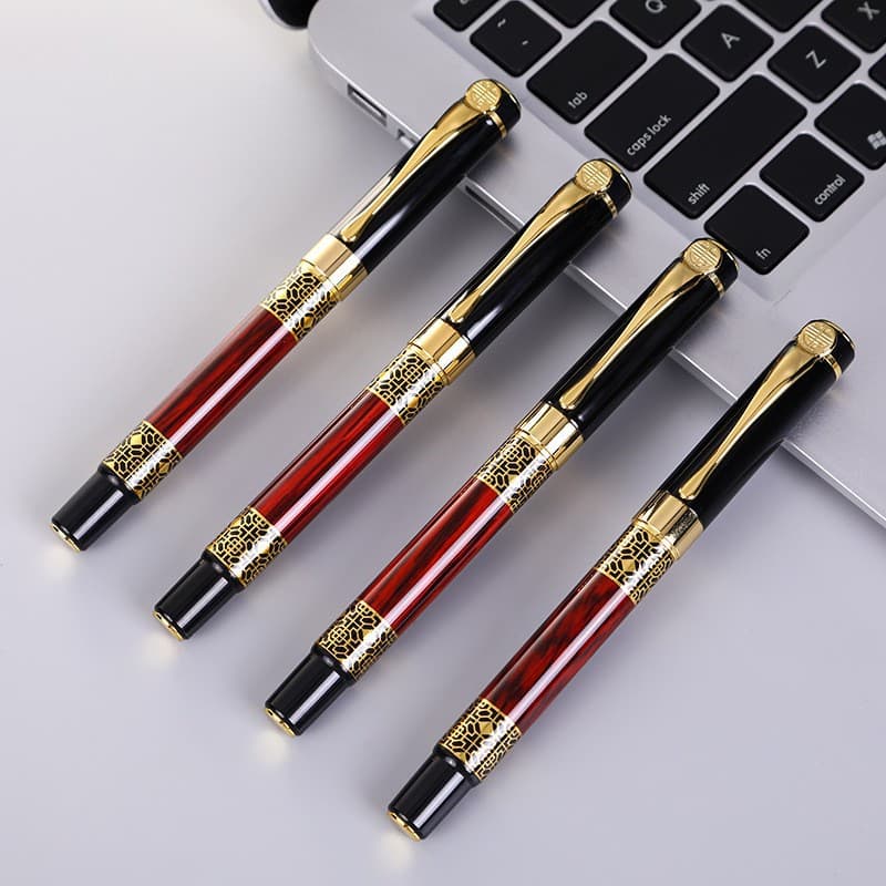 Chinese Style Imitation Rosewood Pen Gold Steel Jewelry Pen Student Calligraphy Pen Business Gift Office Wood Sign Pen
