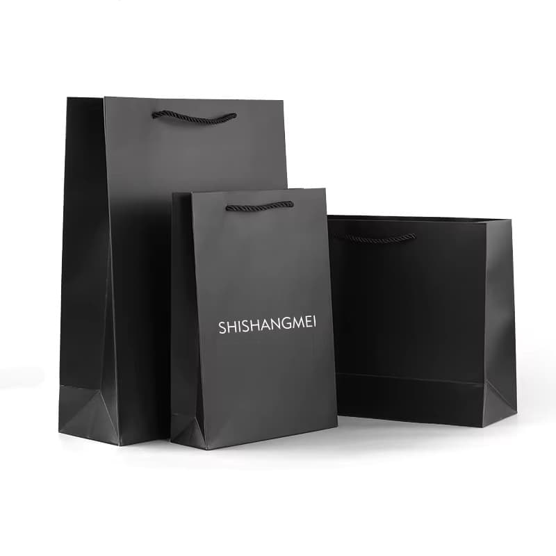 Custom Black Perfume Watch Jewelry Glasses Gem Laminate Small Paper Gift Bag Packaging