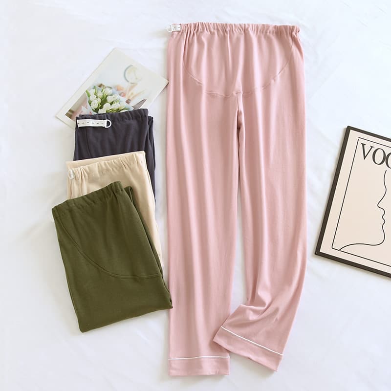 Adjustable Maternity Pants, Spring/Autumn Cotton Plus Size Belly Support Pants, Fall/Winter Thin Home Long Pants, Soft Thin Long Pants