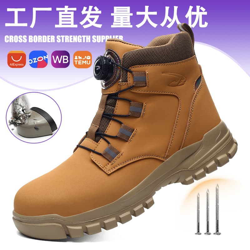 TK High-Top Water-Resistant Ultra-Fiber Safety Boots, Anti-Smash and Puncture-Resistant Lightweight Comfortable Work Safety Shoes, Durable Footwear